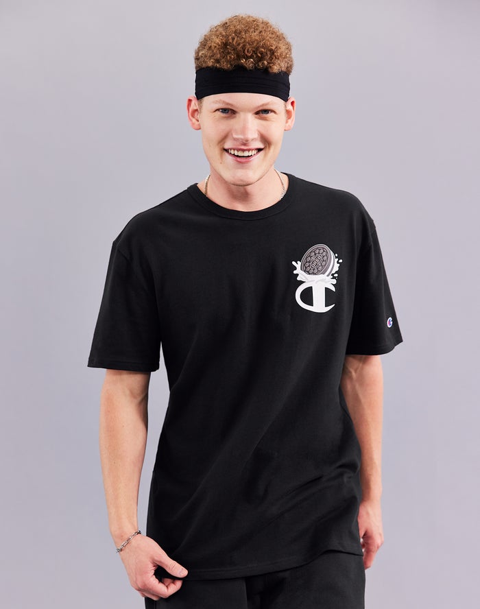 Champion Mens T-Shirt NZ - Oreo® Heritage Short-Sleeve Dunk Black ( 8917-GEXRI )